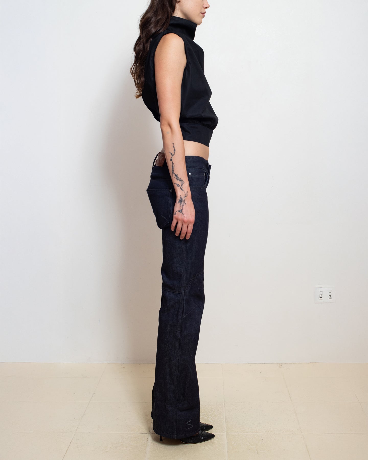 Cowl Turtleneck Tank in Black